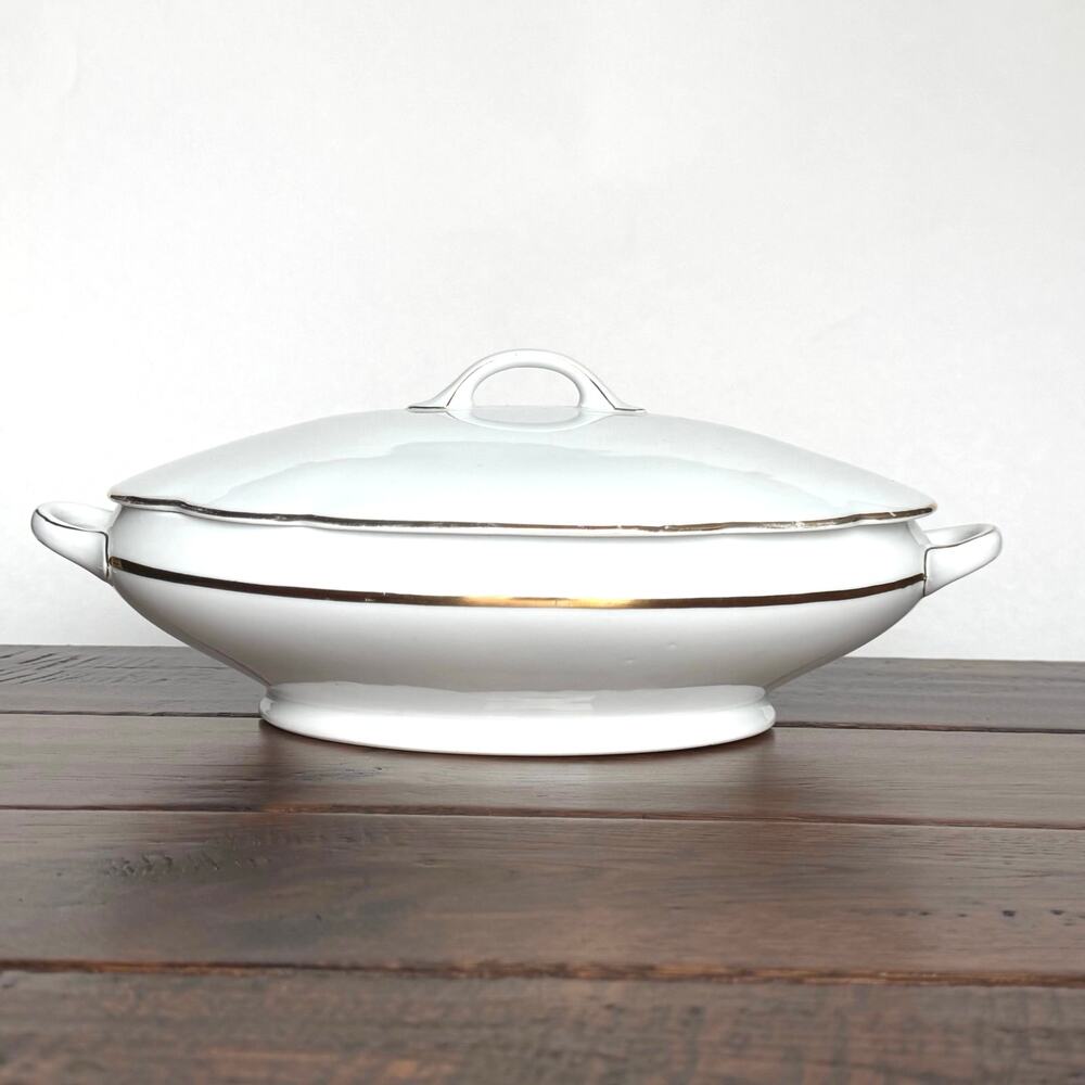 Vintage AICH Czechoslovakia Ironstone Covered Dish | Farmhouse Serving Dish